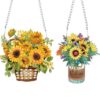 2pcs Sunflower 2D Flat DIY Diamond Art Pendant