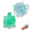 2PCS Turtle Squishy, Glitter Blue and Green Turtle Stress Balls, Portable Relaxation Aid for Desk and Travel