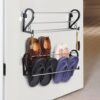 2Pcs Wall Mounted Shoe Racks, Punch Free Door Hanging Shoe Organizers with Sticky Mounts, Over the Door Shoe Storage Shelves, Space Saving Shoe Holders for Entrance and Bathroom