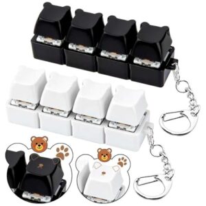 2 PCS White & Black Keyboard Fidget Toy, Bear Shape Keyboard Fidget Keychain 4-in-1 Keyboard Decompression Button Finger Clicker Toys, Button Stress Relief Fidget Gifts to Relief Stress (Bear)