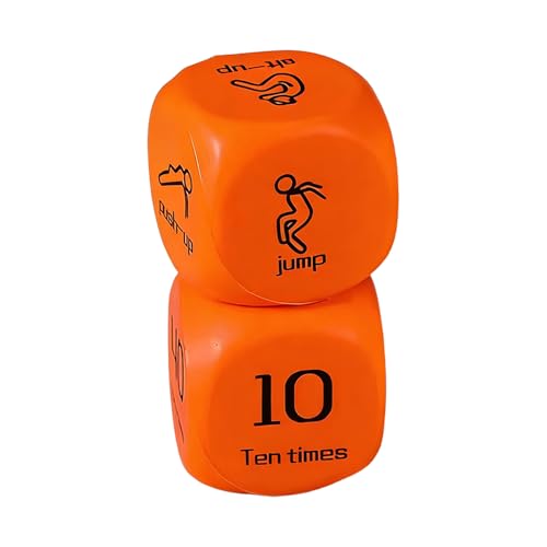 2 PCS Workout Dice for Men Women, 2026 Exercise Dice, Portable Fitness Dices for Home Workouts, Funny Training Dices for Family Fitness, Strength Training Equipment for Adults (Orange)