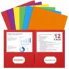 2 Pocket Folders, Paper File Folders with Pockets, Letter Size, 12 Pack