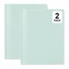 2 Pocket Plastic Folder with Prongs Letter Size Durable Poly Folder (Pastel Green)