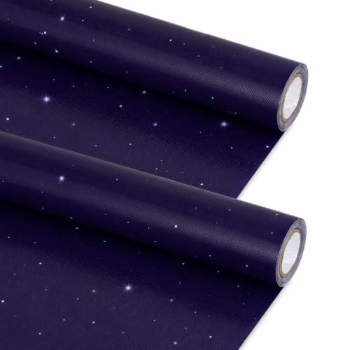 2 Rolls Outer Space Bulletin Board Paper Roll Non-Woven Fabric Bulletin Board Background Reusable Waterproof Blue Night Sky Classroom Poster for Classroom Decor Wrapping Crafts Supplies 15.6 Inx12 Ft