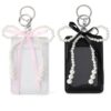 2 Sets Photocard Holder with Pearl Bow Cute Badge Holders, Cute Transparent PhotoCards Display Holders Photo Card Holder Acrylic Photocard Sleeves for Bus ID Bank Idol Card Case