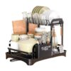 2 tier dish drying rack large capacity – space-saving kitchen organizer with utensil holder & cup rack – fast draining system for countertop use – ideal for families – two tier dish drying rack
