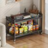 2 Tier Expandable Rolling Cart with wheels, pantry organizers and storage