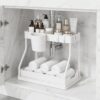 2 Tier Pull Out Cabinet Organizer with Sliding Drawer, Bathroom Organizers and Storage Shelf for Kitchen Sink, Under Cabinet Storage, Pantry Laundry
