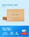 2" x 4" Clear Address Labels, Shipping Address Labels for Laser Printers, Compatible with 8663, 5663, 6522, 18663, Waterproof Label, Easy to Peel (80 Labels, 8 Sheets), APLT10