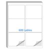 3-1/3" x 4" Sticker Paper, 100 Sheets 600 Labels 6 per Page Printable Sticker Labels， Adhesive Mailing Label for Laser/Inkjet Printing