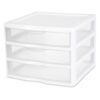 3-Drawer Clear Plastic Desktop Organizer with White Frame