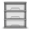 3-Drawer Organization Tower Wide Storage Cart, Silver