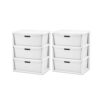 3-Drawer Plastic Weave Storage Tower, White, 2 Pack