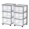 3-Drawer Slim Narrow Storage Organizer, 2-Pack, Black/Clear
