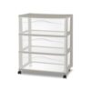 3-Drawer Wide Rolling Storage Cart, Portable Organizer with Clear Drawers and Casters, Multi-Purpose Storage for Home, Office, and Dorm, 21.88"W x 15.38"D x 26.13"H, Spaceship Gray, 1-Pack