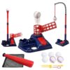 3-in-1 Baseball Soft Toss Machine Set for Kids 3-8, T Ball Set with Step-On Pitching Machine, Adjustable Baseball Tee, Hanging Stand & 6 Balls - Outdoor Sport Gifts for Boys Girls