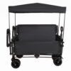 3-in-1 Folding Utility Wagon with Bench Seat, Canopy & Storage (Black)