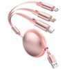 3-in-1 Multi Charging Cable, Retractable Phone Charger Cord for Car