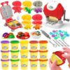 3-in-1 Play Food Sets for Kids Kitchen Playdough Sets with 15PCS 2oz Cans