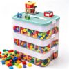 3-Layer Stackable Building Block Storage Organizer with Play Mat Lid