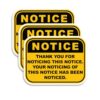 3-Pack Funny Thank You for Noticing This Notice Stickers, Sarcastic Warning Vinyl Decal for Hard Hat, Toolbox, Laptop & Office (3" x 2.3")