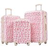 3-Piece Hardshell Luggage Set with TSA Locks Lightweight PC Spinner Suitcases (20" 24" 28") Expandable for Travel Stylish Pink Leopard Design