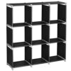 3-Tier 9-Compartment Storage Shelf Organizer, Black
