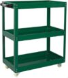 3-Tier Heavy Duty Steel Tool Cart, 220LBS Load Rolling Utility Storage Trolley with Side Drawer, Mobile Workshop Organizer for Auto Repair, Tattoo Salon & Garage