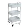 3-Tier Metal Frame Laundry Cart with 4 Smooth Rolling Casters, White Utility Storage Organizer on Wheels, Multi-Purpose Rolling Cart for Tools, Utensils, Food, Drinks, Toiletries & Household Items