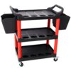 3-Tier Mobile Detailer's Utility Cart with Tool Organization, Lockable Wheels, and Ergonomic Handle for Garage, Workshop, and Auto Care Efficiency - Heavy-Duty Storage Solution for Professionals