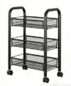 3-Tier Rolling Storage Cart Metal Mesh Shelves on Wheels,Black