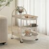 3-Tier Rolling Storage Cart with Wheels Side Table Utility Cart Trolley Storage Rack for Living Rooms ﻿Balcony Heavy Duty
