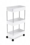 3-Tier Slim Rolling Storage Cart for Laundry Room, Bathroom, Kitchen & Office, White