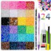 30000Pcs Resin Jelly Rhinestones for Bedazzling, EARLMONI Flatback Gems Bedazzler Kit with 15ml B7000 Jewelry Glue Rhinestones Picker Tool (4mm 24 Colors)
