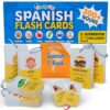 300 Bilingual English Spanish Flash Cards for Adults & Kids Ages 12+ Beginners - Noun Vocabulary with Pictures, Pronunciation, Sentences, Adult Self Study & Learn Spanish Workbooks for Adults