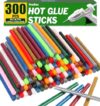 300 Pack Colored Hot Glue Sticks, 4" Long x 0.27" Diameter Mini Hot Glue Sticks, Perfect Fit for Mini Glue Guns, Widely Used in Wood, Metal, Glass, Plastic, Floral, Fabric, Leather, Foam