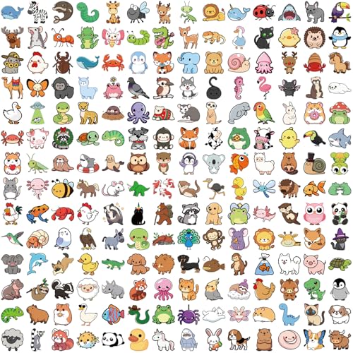 300Pcs Cute Animal Stickers, Cute Water Bottle Stickers Waterproof, Vinyl Laptop Sticker Pack, Classroom Prizes for Elementary Student Animal Party