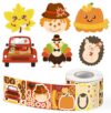 300Pcs Fall Make a Face Stickers Roll Thanksgiving Make Your Own DIY Crafts