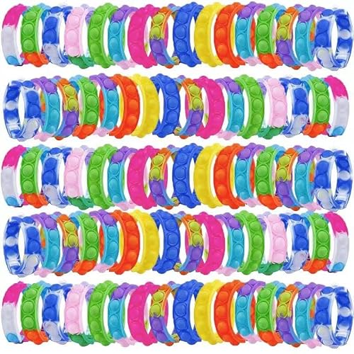 300pcs pop Random Bracelet,Pop Bubble Fidget Sensory Toys, Pop Toy Bulk for Party Favor, Classroom Student Prizes Easter Basket Goodie Bag Stuffers Christmas Valentine Gift for Kid