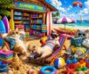 300 Piece Jigsaw Puzzle for Kids & Adults – Cat Beach Vacation Puzzle with Seaside Bookstore, Ocean View, Surfboards & Colorful Coastal Scene, Family Puzzle Gift for Boys Girls Ages 8+, 20.5 x 15 in