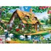 300 Piece Puzzles for Adults, Country Cottage Lake Puzzle for Adults Kids Seniors,Large Piece Landscape Puzzle for Kids 8-10 10-12,Garden Swan Flowers House Puzzles Perfect for Game Nights,20.5x15 in