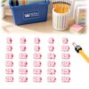 30/50 PCS Numbered Pencil Toppers,Reusable Student Pencil Label Tags,Classroom Tracking Markers Stationery Supplies (Pink, Number1-30)