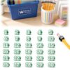 30/50 PCS Numbered Pencil Toppers,Reusable Student Pencil Label Tags,Classroom Tracking Markers Stationery Supplies (Light Green, Number1-30)