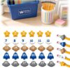30/50 PCS Numbered Pencil Toppers,Reusable Student Pencil Label Tags,Classroom Tracking Markers Stationery Supplies (Sky, Number1-30)