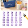 30/50 PCS Numbered Pencil Toppers,Reusable Student Pencil Label Tags,Classroom Tracking Markers Stationery Supplies (Purple, Number1-30)