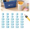 30/50 PCS Numbered Pencil Toppers,Reusable Student Pencil Label Tags,Classroom Tracking Markers Stationery Supplies (Light Blue, Number1-30)