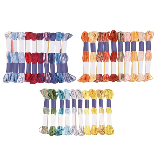 30 Colors Rainbow Color Embroidery Floss, Cross Stitch Threads Set with Variegated Mercerized Egyptian Cotton, 8.75 yd Each Skein, Multi-Color Hand Stitching Thread for Craft and Embroidery