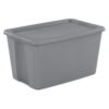 30 Gallon Gray Plastic Storage Bin with Lid, Stackable Heavy-Duty Lidded Organizer Tote for Home, Garage, Basement & Closet