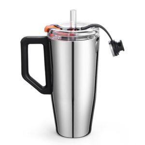 30 oz Tumbler with Handle, Insulated Cup with Patented Pop-Up Straw Lid