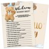 30 Pack Baby Shower Game Cards, Who Knows Mommy, Double-Sided, Brown Bear